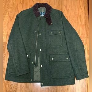 Men’s XL Green Wool BARBOUR Classic Tartan Lined Corduroy Collar Jacket
